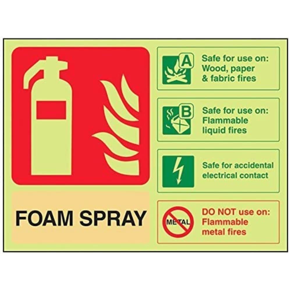 Cartello Estintore Vsafety, 200x150 Mm, In Plastica Fosforescente, Indicazioni Per Uso Su Incendi Elettrici E Liquidi