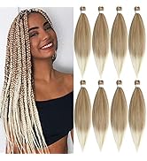 LILYKA SHOW 8 Packs 26 Inch Pre Stretched Ombre Braiding Hair Synthetic Fiber Braiding Hair for W...