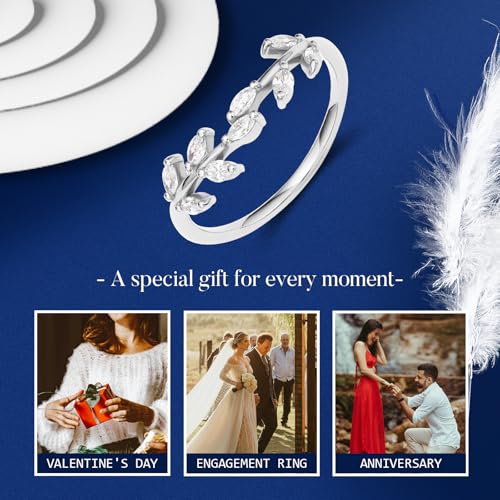 Moissanite Wedding Band for Women, 925 Sterling Silver Rings Marquise Cut Moissanite Engagement Ring Stackable Wedding Rings for Women Promise Ring for Her Size 3-104