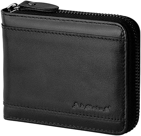 Admetus Wallet for Men Zipper Leather Wallet for Men Bifold RFID Blocking Card Holder black10