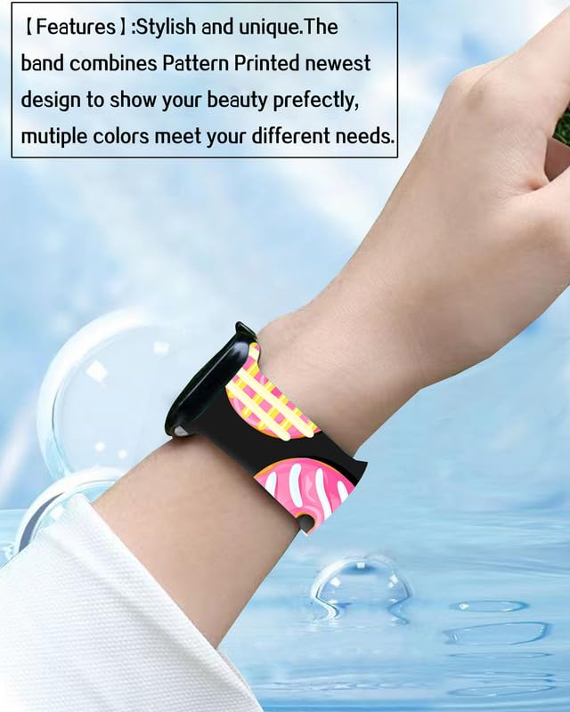ZLYNHOKJ Band Compatible with iWatch Band 38mm 40mm 41mm for Women, Silicone Wristbands Replacement Strap for iWatch Ultra 2/Ultra/SE 2/ SE/Series 9/8/7/6/5/4/3/2/1,Colorful Donuts