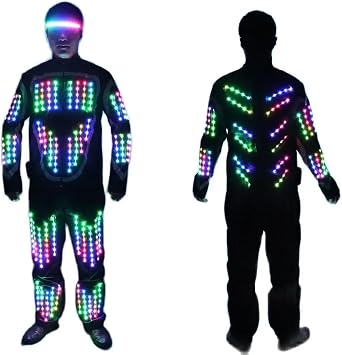Earthradius Full Color LED Growing Robot Suit Costume Men LED Luminous Flashing Clothing Dance Wear For Night Clubs Party