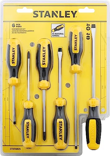 Set De Herramientas, Tools Stanley Stht60025 - Juego de destornilladores estriados estándar, 6 piezas