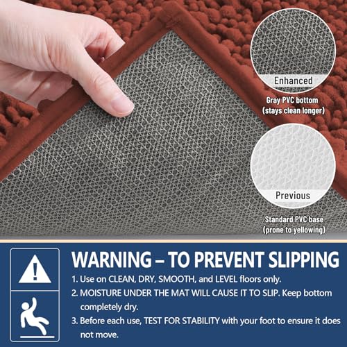 Image of Arotive Luxury Small Bathroom Rugs 24x16, Extra Soft Thick Absorbent Shaggy Chenille Bath Rugs, Machine Wash Dry, Bath Mats for Bathroom Floor, Tub and Shower, Home Decor Accessories, Rustic Terracott
