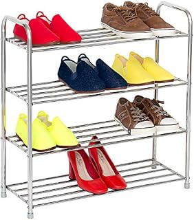 Tatkraft Good Stainless Steel 4 Tier Shoe Rack, Stable, Durable and Sturdy, Holds up to 12 Pairs of Shoes