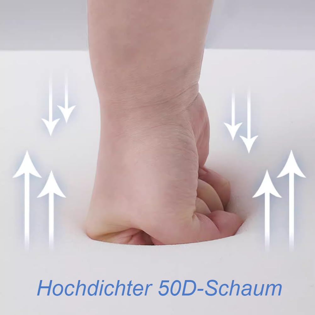 Schaumstoff mit hoher Dichte, Schaumstoffplatte, Zuschneidbar, Schaumstoffpolster für Sitzpolster, Matratzen, Camping, Anpassbare Größe - Dichte 50 kg/m³ (5cm-55x55cm)