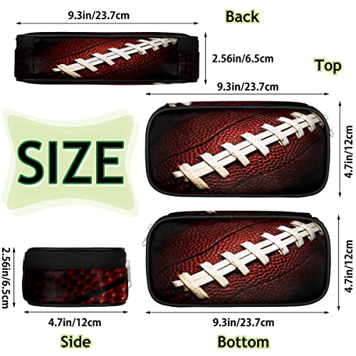 Image of Pardick American Football Big Capacity Pencil Pen Case Football Large Pencil Pouch with Zipper Compartments Pencil Bag for Boys Girls Adults Student Office School Supplies