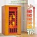 Real Relax Far Infrared Sauna for Home, 1 to 2 Person Indoor Home Sauna with Low Emf Red Light Therapy, Canadian Hemlock Wooden Dry Saunas Room with Bluetooth Speakers, 9-Color Chromotherapy Lights