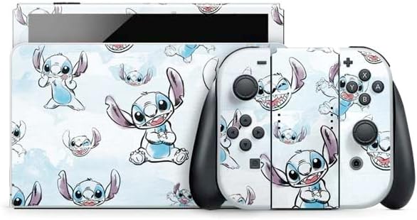 Skinit Decal Gaming Skin Compatible with Nintendo Switch OLED (2021) - Officially Licensed Disney Lilo and Stitch Face Expression Pattern Design