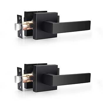 Probrico哑光黑色通道门把手方形设计，室内重型非锁定把手，适用于左右开门，二件装