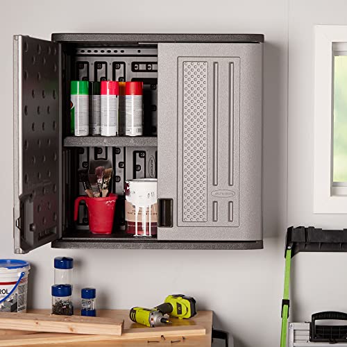 Suncast 4 Cu. Ft Wall Mounted Garage Cabinet Storage with Shelf, Platinum - image 9