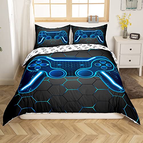 Homemissing Gamer Duvet Cover for Kids Boys Girls Gamer Controller Comforter Cover Gaming Bedding Set Blue 2Pcs 1 Duvet Cover & 2 Pillowcase Double Size - Image 2