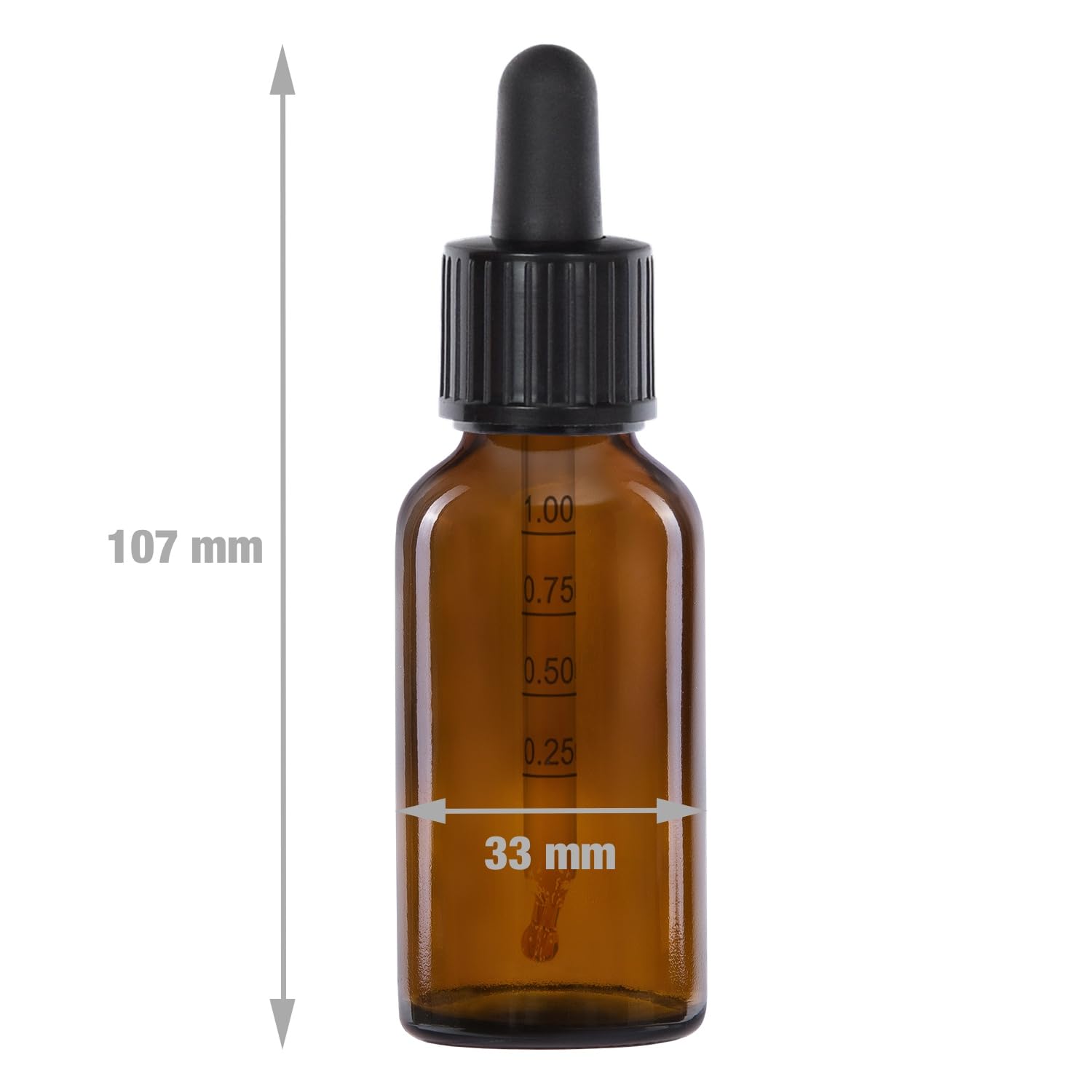 Oputec 50x 30 ml Pipettenflaschen Braunglas mit Glaspipette & Skala + Etiketten – auslaufsichere Tropfflaschen für Öle, Tinkturen, Kosmetik