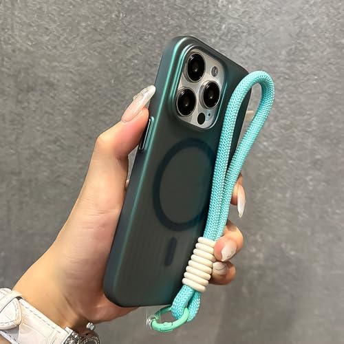 Coque iPhone 14 Pro Max magnétique antichoc à motif ondulé vert