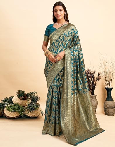 Image of SIRIL Women's Banarasi Silk Saree Pure Silk Saree With Unstitched Blouse Piece
