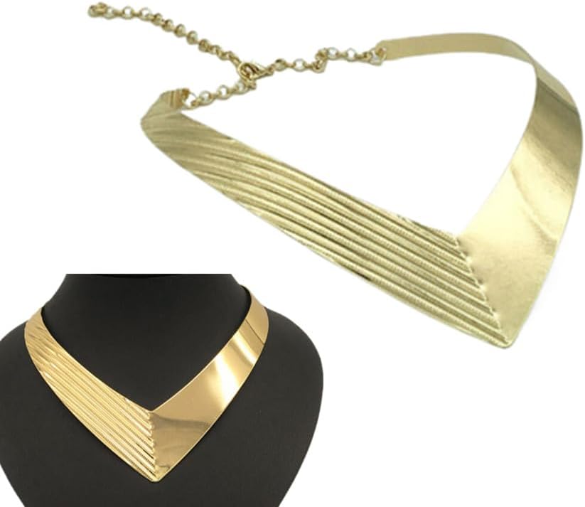 High Polished Stainless Steel Collar Necklace, Heart Shape Love Choker for Women Statement Jewelry (Gold) - Image 3