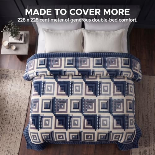 Image of BSB HOME Premium Flannel Fleece Blanket with Sherpa Reverse, 280 GSM Soft Plush Reversible Floral Blanket, Warm Cozy Winter Blanket for Bed, Sofa & Couch, 90 x 100 Inches (228 x 254 cm) - Teal Blue