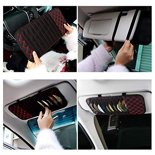 miscellaneous DVD Storage Case Car Sun Visor CD Disc Holder CD DVD Storage Pouch Bag Vehicle Organizer Auto Interior Accessories (Color : Black+Red)