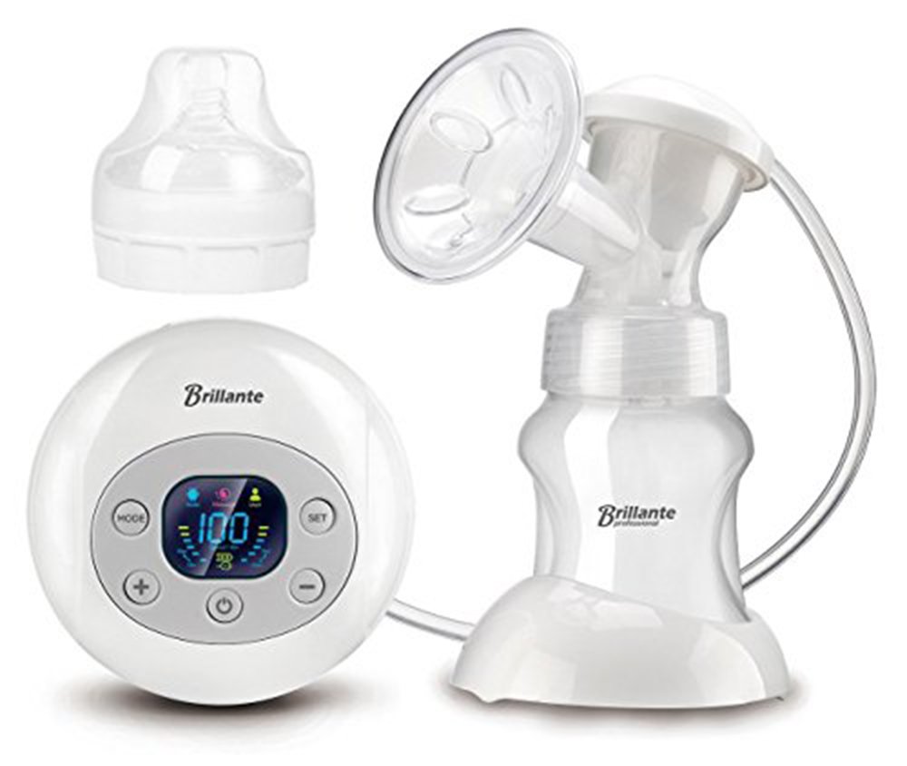 HaierBaby Electric Breastfeeding Pump, Powered by Battery/Plug/USB Comfort Single Breast Pump with 150ML/5oz Anti-colic Bottle, 6 Levels Suction and Massage with LCD Display
