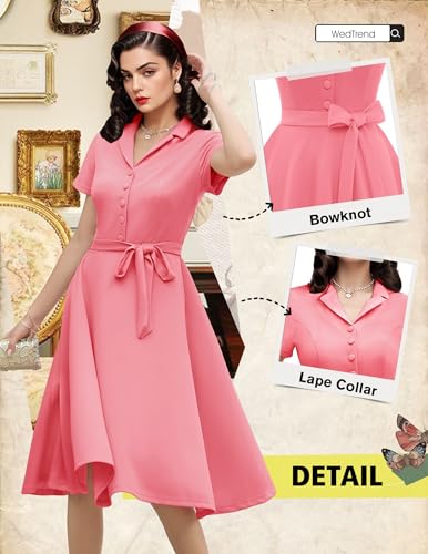 Image of Wedtrend Women's Vintage Tea Dress, Short Sleeve Cocktail Party Dress Work Church Casual Dress