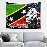 Posterdecke Flagge Von St. Kitts Und Nevis, Schöner Amerikanischer Löwenkopf Wandteppich Ästhetik Tapestry Wandkunst Tapisserie Für Schlafzimmer Wohnheim Zuhause S