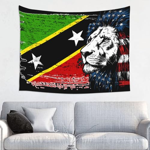 Posterdecke Flagge Von St. Kitts Und Nevis, Schöner Amerikanischer Löwenkopf Wandteppich Ästhetik Tapestry Wandkunst Tapisserie Für Schlafzimmer Wohnheim Zuhause S