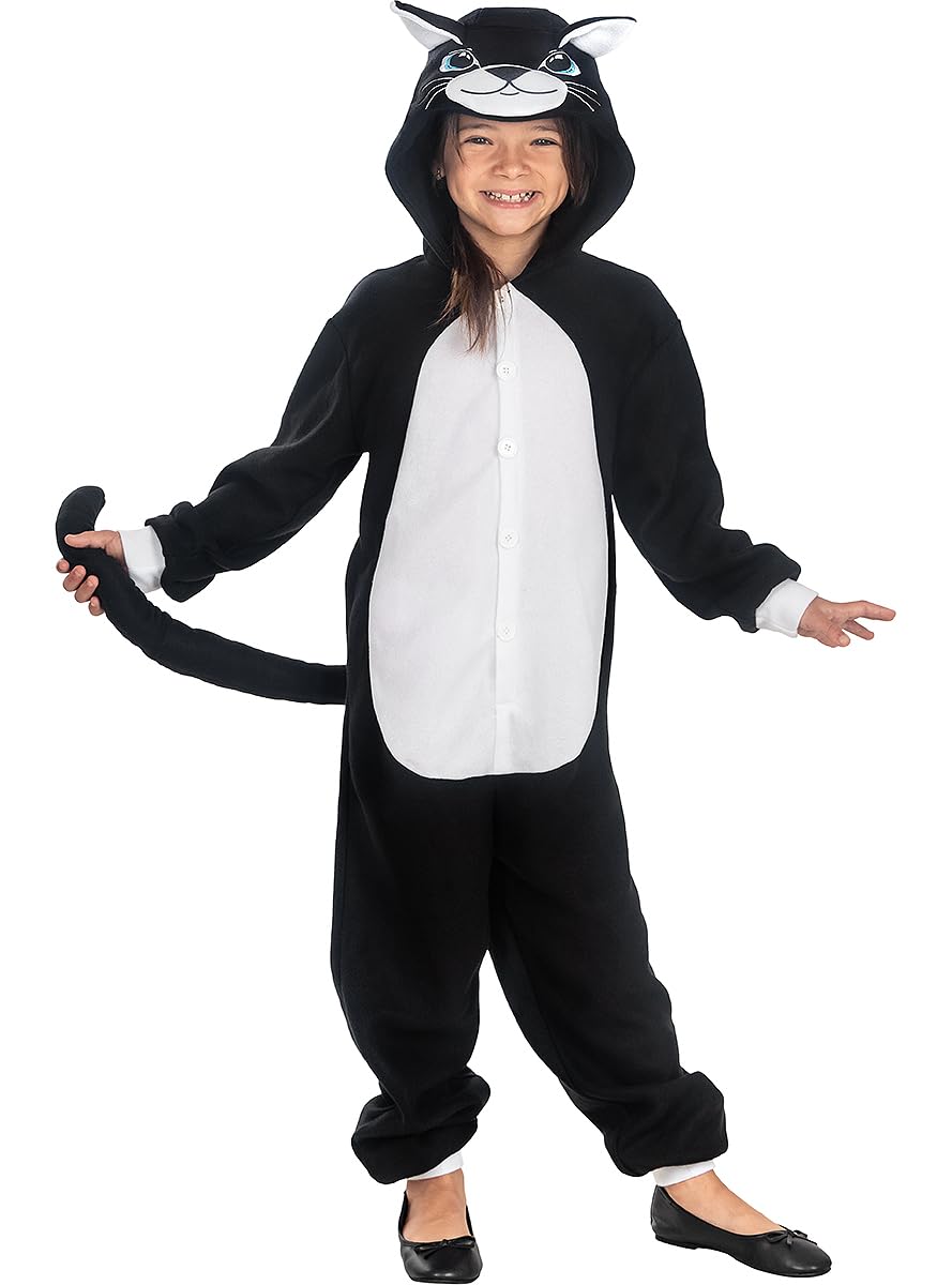 Funidelia | Disfraz gato onesie para niño y niña Animales, Gatito, Kitten - Disfraz para niños y divertidos accesorios para Fiestas, Carnaval y Halloween - Negro