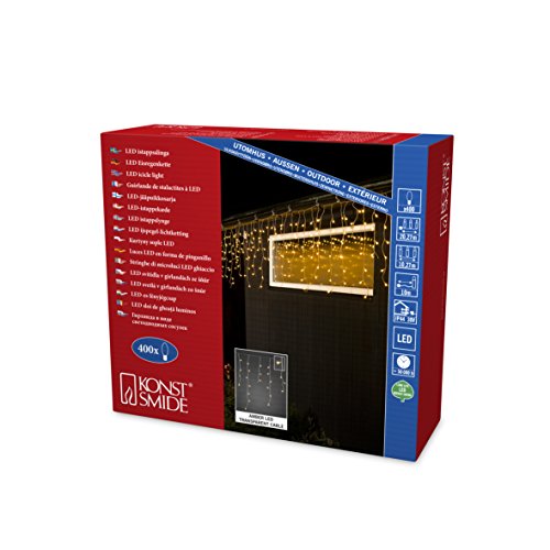 Konstsmide 3673-803 LED Eisregen Lichtervorhang, mit weißen Globes /...
