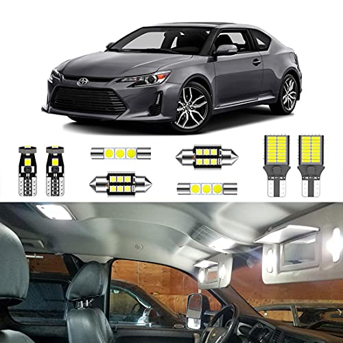 LIGHSTA 7PCS Super Bright White LED Interior Light Kit Package for Scion tC 2005 2006 2007 2008 2009 2010 2011 2012 2013 2014 2015 2016 + License Plate Lights and Install Tool