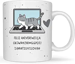 Caneca Gato Divertida Aniversário – Presente Engraçado para Amantes de Gatos, Café e Chá – 325ml