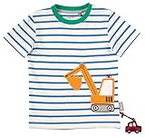 Das Oberteil besteht aus weiß/blau gestreiftem Single Jersey