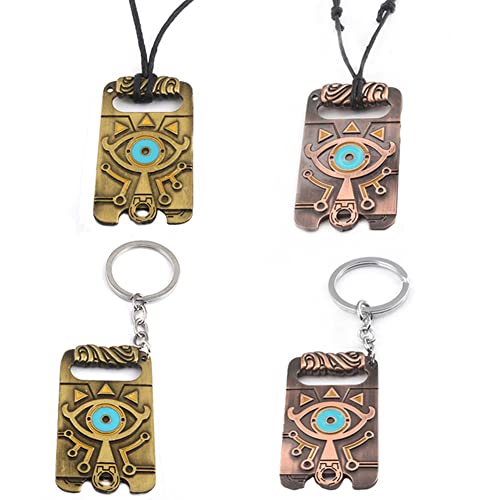 UZSXHJ 4 Piezas Llaveros y Collar, Llavero de Metal, Llavero de Juegos Collares Temáticos de Zelda...