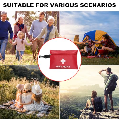 Image of 12pcs Mini First Aid Kit Empty Bag with Hooks(Bag Only) | Travel First Aid Pouch Empty for Emergency at Home, Office, Car, Outdoors, Boat, Camping, Hiking