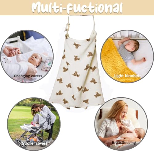 Image of Nursing Cover for Breastfeeding, Feeding Covers for Nursing Mom, Adorable Bear Design Feeding Apron for Mom Breastfeeding Essential Items for New Mothers in Various Scenarios Suitable