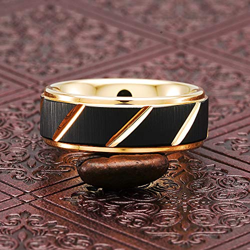 100S JEWELRY Tungsten Rings for Mens Wedding Bands Black Matte Multiple Grooves Size 6-164