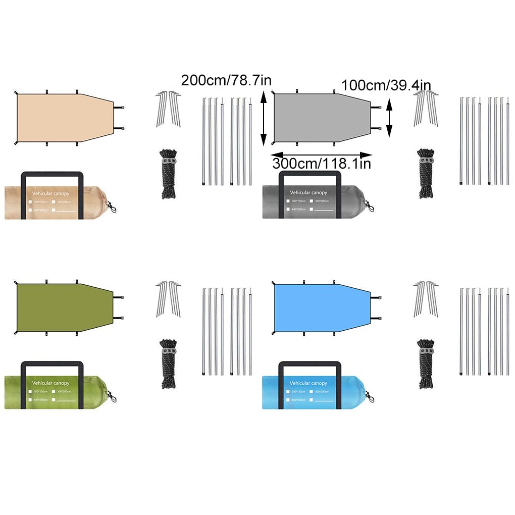 Tienda de Techo para vehículo, Tienda de Techo con Bloque UV, Interior para Acampar, poliéster para Coche, toldo automático, Impermeable, Verde