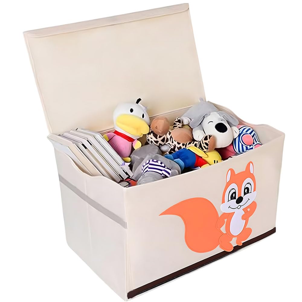 Bolivia's Toy Storage Box Chest for Kids, Extra Large Squirrel 62x37x38cm Kids Toy Storage Organizer Boxes Bins Baskets for Kids, Large Toy Box Chest Storage Organizer with Lid