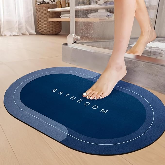Premium Silicone Floor Mat – Super Absorbent, Quick-Dry Bath Mat, Non-Slip Doormat & Bathroom Carpet for Home, Office & Kitchen (40x60 cm, Blue) Pack of 1