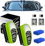 150ml Clear Vision Autoglasreiniger, 2pcs 2.0 Upgrade Glass Cleaner Scheibenreiniger, Car Glass Cleaner, Ölabweisende Folie für Autoscheiben, Ölfilm Reinigungsbürste, Klare Sicht bei Regen und Nebel
