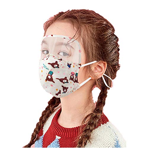 Preisvergleich Produktbild Supertong Kinder Mundschutz Junge Mädchen Tägliche Pflege Staubdicht Mundbedeckung Niedlich Karikatur Drucken Baumwolle Gesichtsschutz Wiederverwendbar Outdoor Augenschutz Face Shield (A)