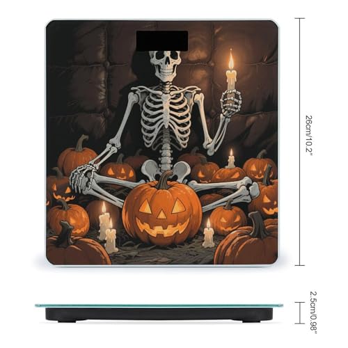 Báscula digital de baño Skull Pumpkin con pantalla LCD, vidrio templado miniatura 2