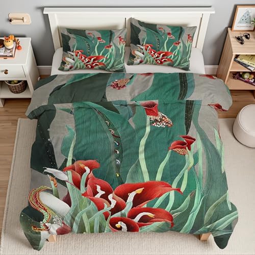Housse couette en microfibre douce Lis Calla parure de lit 200x200 confortable - 3