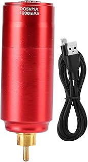 Wirelss Tattoo Power Supply - Professional Mini Portable RCA Wireless Tattoo 1200mAh Power Supply for Rotary Tattoo Pen Machine Gun(red)