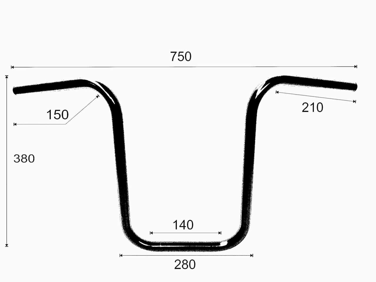 7/8 pollici (22 mm) manubrio universale Narrow Ape Hanger 38 cm cromato