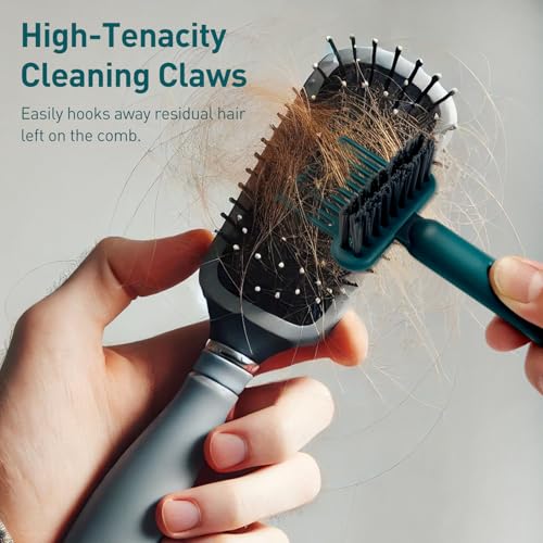 Jaasuee 2-in-1 Hair Brush Cleaning Tool, Green Hairbrush Cleaner and Rake for Removing Hair and Dust, Durable and Ergonomic Design for Home and Salon Use (1 Pack)
