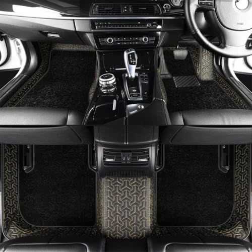 Image of NEXTA 8D Custom Floor Mats for BMW 730 Model (2007-2015 Full Coverage All Weather, All Season Black and Gold