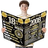 Kuxriox Large 18th Birthday Card With Envelope, Black Gold Happy 18th Birthday Giant Guest Book Gifts for Men Women, Giant Eighteen Bday Card Gifts Party Supplies, The Year 2008 Jumbo 18 Bday Card