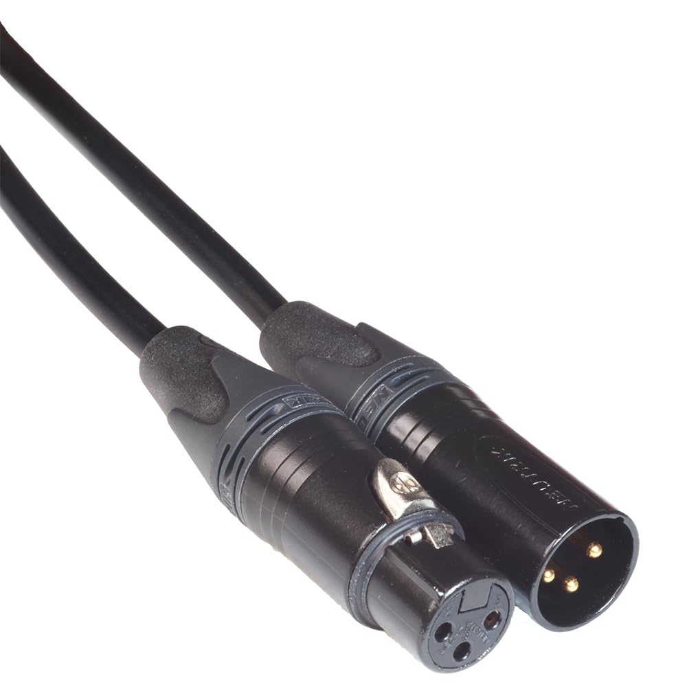 BJC Star Quad XLR Cable, Canare L-4E6S with Neutrik BXX-Series XLRs (Single Cable, Black, 15 Foot)