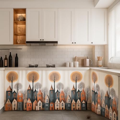 Image of Barebeauty Premium Printed Kitchen Sink Curtain | Kitchen Under Sink Curtain | Decorative Cabinet Cover | Washable & Dustproof | Modern Curtain (3, Design-1)