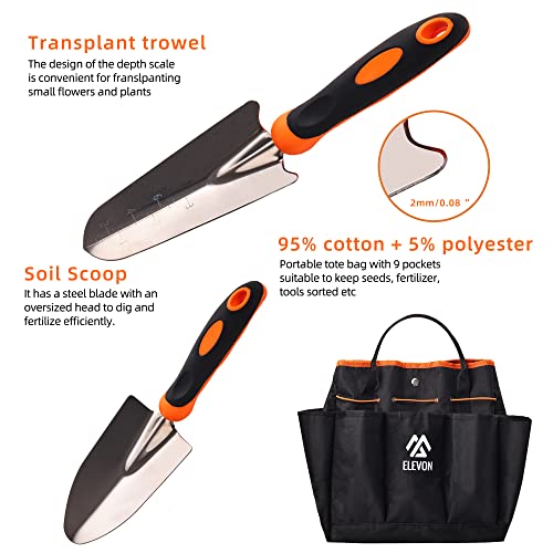 Elevon Gardening Tool Set, Stainless Steel Heavy Duty Gardening Kit with Ergonomic Handles, Durable Gardening Bag, Ideal Gardening Tool Set - Suitable for Men and Women (Orange, 7Piece) - Image 5